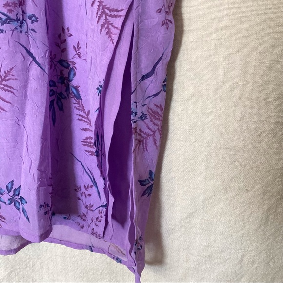 Vintage 90s Style & Co. || Fern and Floral V Neck Flutter Sleeve Maxi Dress - Picture 4 of 8